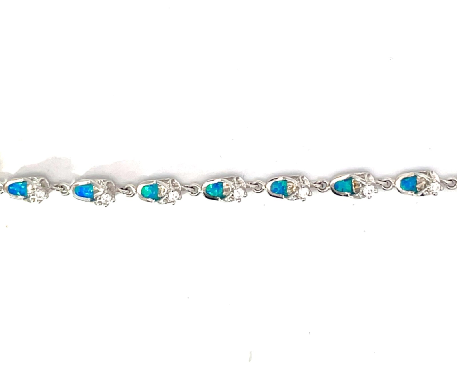 BS .jpg Sterling Silver created blue opal inlay and cz flip flip bracelet