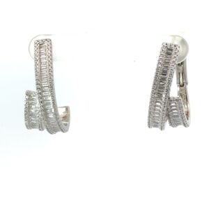 Sterling Silver fashion baguette statement earring rhod plated