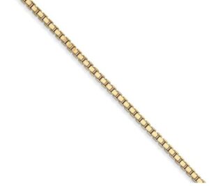 14kt yellow gold solid box chain 1.65mm with claw catch 22"