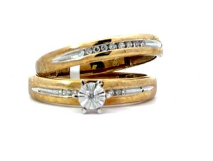 10kt yellow gold diamond illusion bridal set tw 0.05cts