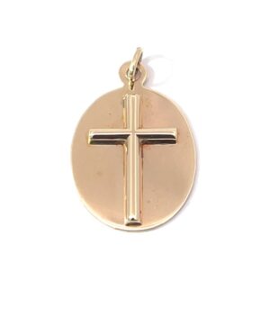 14kt yellow gold oval cross pendant