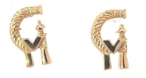 14KT YELLOW GOLD 3/4 HOOP EARRING W/ 14KT WHITE GOLD BAND