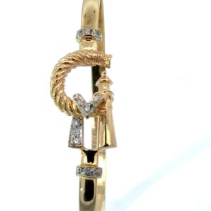 14KT Y/G CAPE MAY BRACELET, 3MM WITH DIAMONDS SIZE 7.5 TW 0.10 CTS