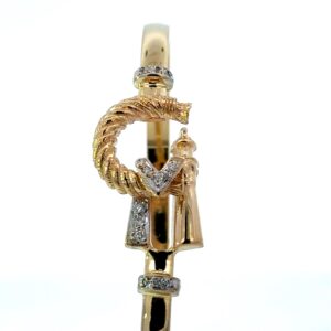 14KT Y/g CAPE MAY BRAC WITH W/G BARS 4MM SIZE 7 WITH DIA TW 0.12PTS