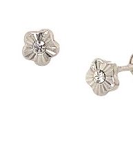 SS FLOWER EARRINGS WITH SMALL DIAMOND 0.01CT