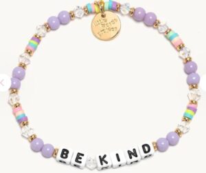 Little Words Project " Be kind" purple and multi color beaded stretch bracelet