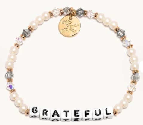 CW GRA SHT .jpg Little Words Project "Grateful" white pearl color stretch bracelet