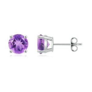 Sterling Silver genuine amethyst 6mm stud earring