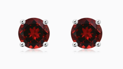D .png Sterling Silver rhodium plated genuine 6mm garnet stud earrings