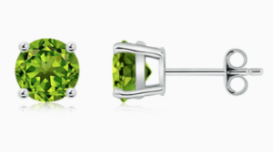 Sterling Silver rhodium plated genuine 6mm peridot stud earring
