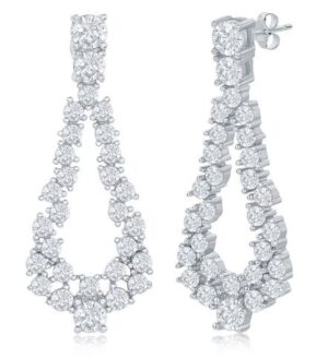 Sterling Silver open pearshape cz statement dangle earring