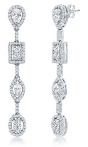 Sterling Silver Multi shaped cubic zirconia dangle earring
