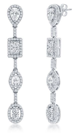 D .jpg Sterling Silver Multi shaped cubic zirconia dangle earring
