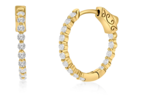 Sterling Silver gold plated 20mm inside out hoop earring wiht locking back