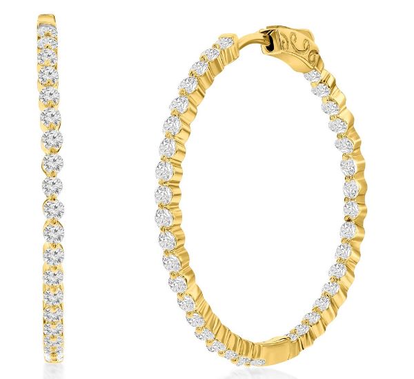 D GP .jpg Sterling Silver gold plated 35mm inside out cubic zirconia hoop earrings