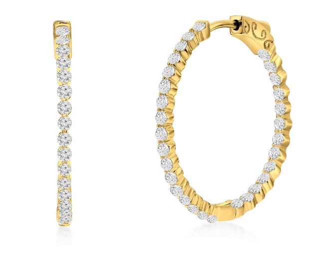 D GP .jpg Sterling Silver gold plated inside out cubic zirconia hoop earring 30mm locking back