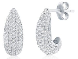 Sterling Silver 14mm pave cubic zirconia fashion earring