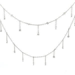 18kt white gold diamond dangle double row fashion pendant D tw 1.02cts VS2, G