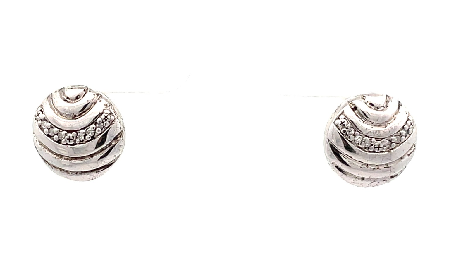 DAGE STERLING SILVER DIAMOND EARRING 11 MM RHODIUM FINISH TW 0.06 CT
