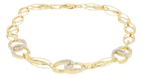 10kt yellow gol interlocking diamond link bracelet with claw catch closure D tw 0.09cts SI2, H/I color