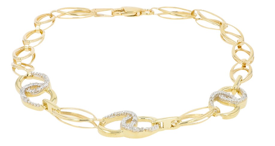 DBR .jpg 10kt yellow gol interlocking diamond link bracelet with claw catch closure D tw 0.09cts SI2, H/I color