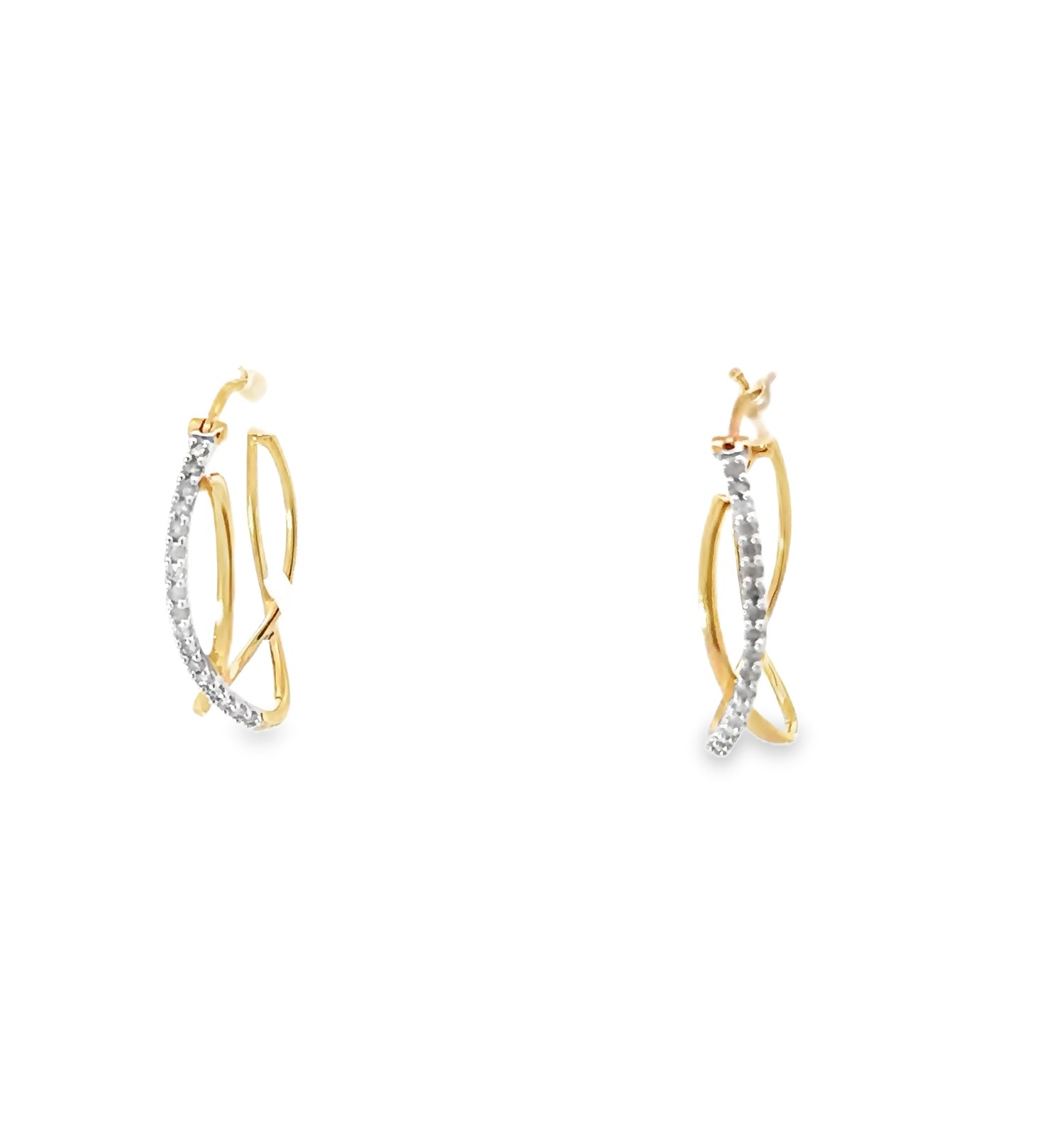 DER .jpg 10kt yellow gold diamond and shiny roller coaster hoop earring D tw 1/4ct SI2 clarity, I/J color