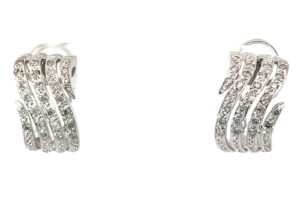 10kt white gold diamond fashion earring with omega backs D tw 3/4cts SI2/I1, near colorless I color