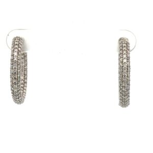 14kt white round brilliant inside out tripple row huggie hoop earrings tw 2.00cts VS2/SI1 clarity, near colorless G/H color