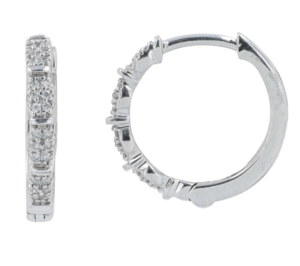10kt white gold diamond huggie hoop earring tw 0.10cts SI2 clarlity, near colorless I