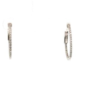 14kt white gold diamond inside out hoop earrings with locking back D tw 0.40cts SI2/I1 clarity, near colorless I/J color