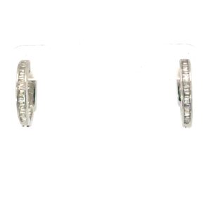 14kt white gold diamond baguette locking back hoop earring tw 0.50cts SI clarity, near colorless H/I color
