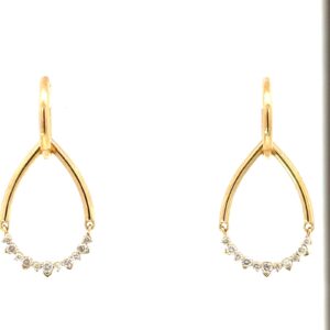 10 kt yellow gold diamond dangle fashion huggie earring D tw 0.33cts SI clarity, near colorless H/I color