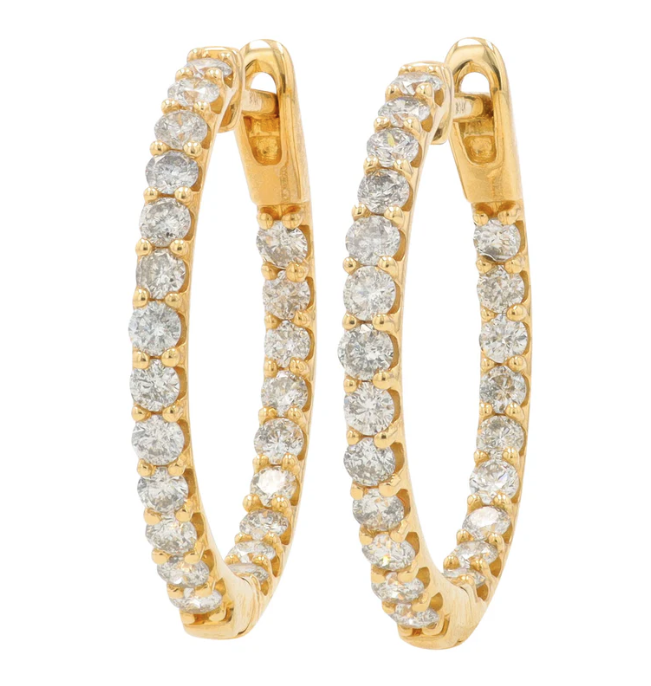 DER .png 14kt yellow gold diamond inside out 1.00ct diamond hoop earring SI clarity, near colorless H/I color