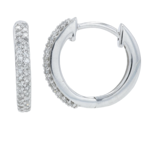 10kt white gold double row diamond huggie hoop earring tw 0.20cts SI clarity, near colorless H/I color