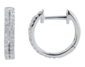 14kt white gold double row diamond huggie hoop earring tw 0.25cts SI2, near colorless H/I color