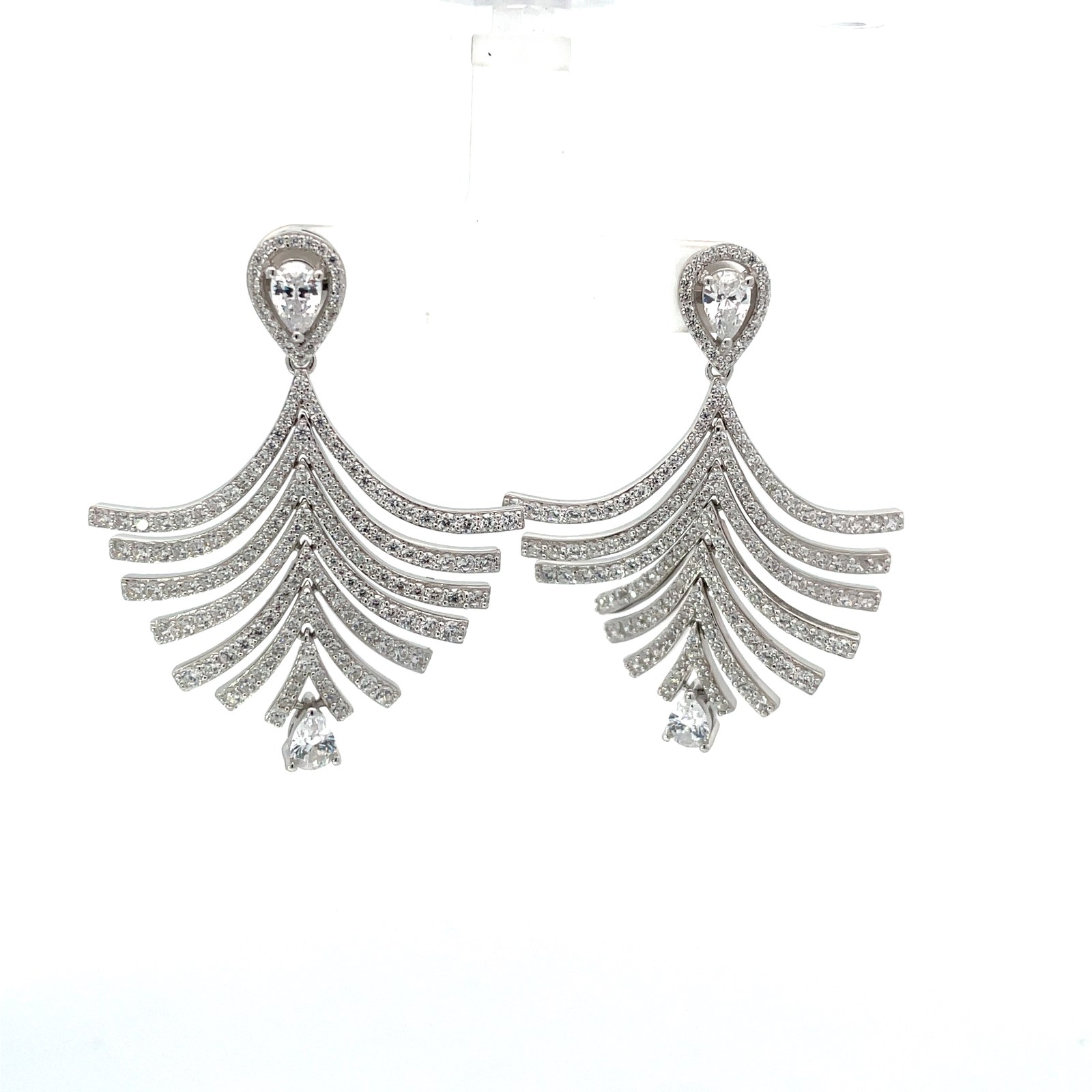 DME .jpg Sterling Silver dangle cubic zirconia feather earring