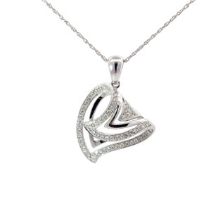 14kt white gold diamond fashion heart pendant on machine made rope 18" D tw 0.27cts SI clarity, near colorless H color