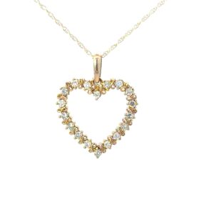 10kt yellow gold open diamond infinity heart pendant D tw 0.25cts SI2 clarity, near colorless H color