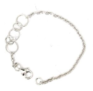 Sterling Silver three circle charm bracelet with claw catch closure