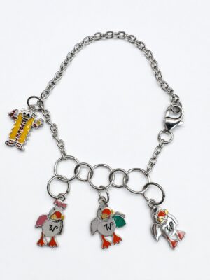 Sterling Silver rhodium plated "Drop a fry, watch me fly" charm bracelet 7" long