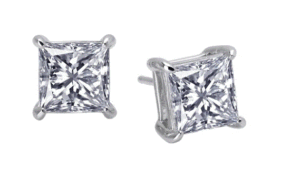 Sterling Silver Plat Bonded Lassire Simulated 4.00 Ct. Princess Cut Studs
