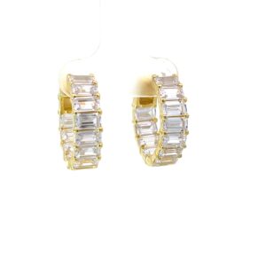 Sterling Silver gold plated inside out baguette hoop earring
