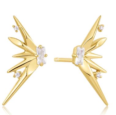 E G .jpg Sterling Silver gold plated statement cz sparkle stud earring