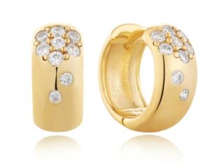 Sterling Silver cz sparkle chunky huggie hoop earring