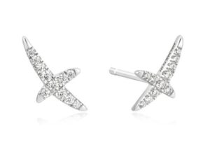 Sterling Silver cubic zirconia X stud earring