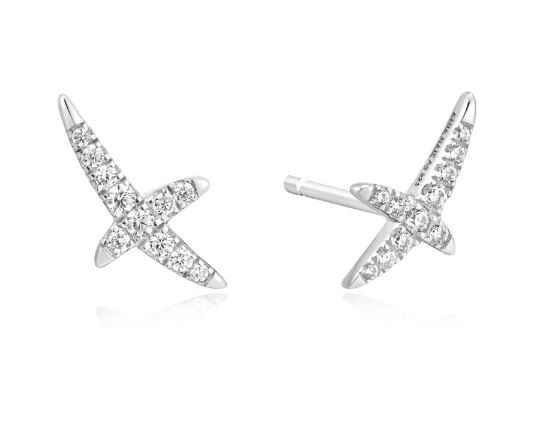 E H .jpg Sterling Silver cubic zirconia X stud earring