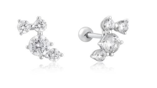 E H .jpg Sterling Silver cubic zirconia pave ear climber barbell back