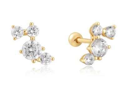 E G .jpg Sterling Silver cubic zirconia pave climber stud earring