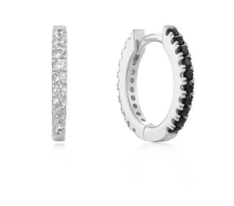 E H .jpg Sterling Silver Ania Haie reversible black and white cubic zirconia huggie earring