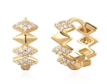 E G .jpg Sterling Silver gold plated mutil sparkle shiny and cubic zirconia huggie hoop earring